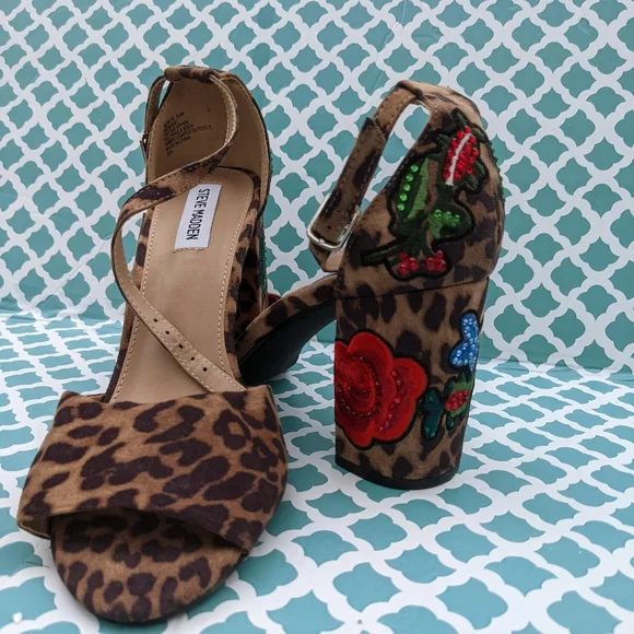 Steve Madden Womens INCA Open Toe Casual Ankle Strap, Leopard Multi, Size 9.5 - Picture 5 of 8